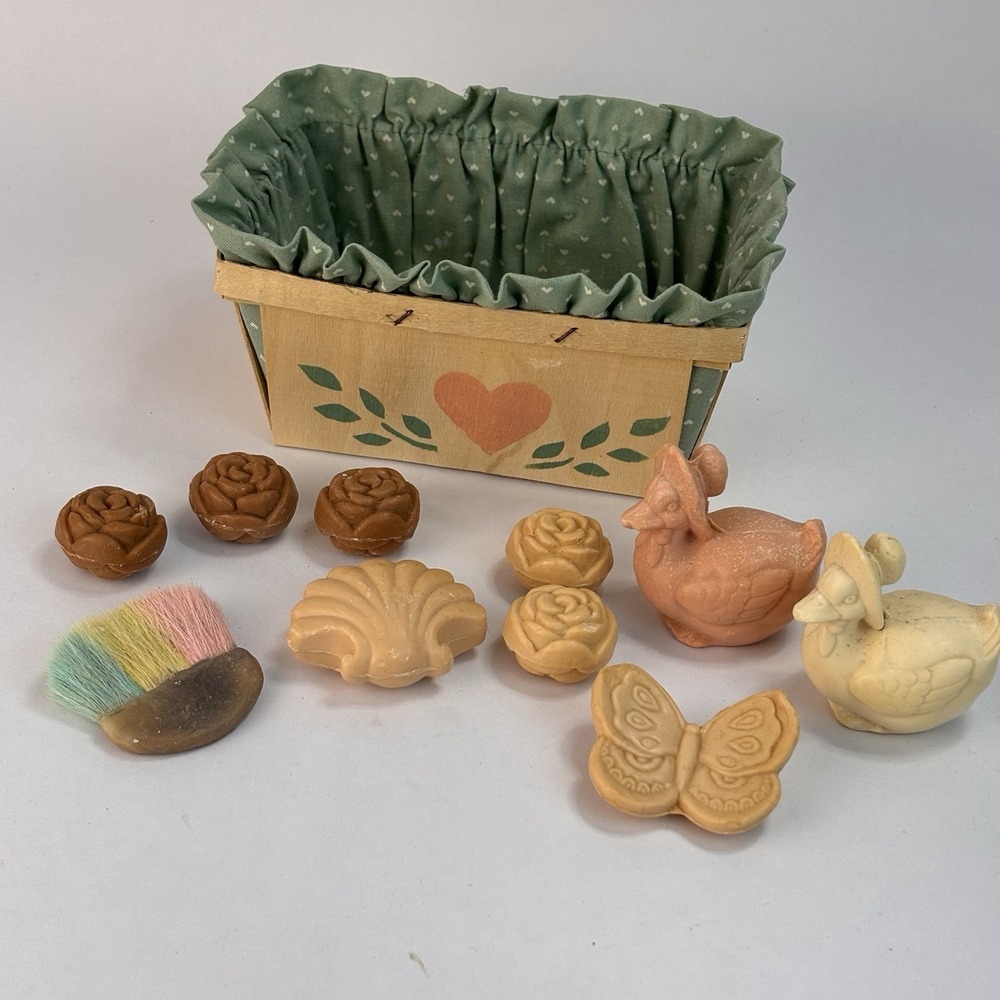 VTG Shaped Soap Lot Goose Rose Seashell Butterfly Cottage Core Soap Basket Heart